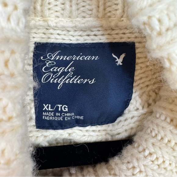 American Eagle Knit Nautical Pea Coat Jacket Ivory Cream Neutral - Picture 4 of 4